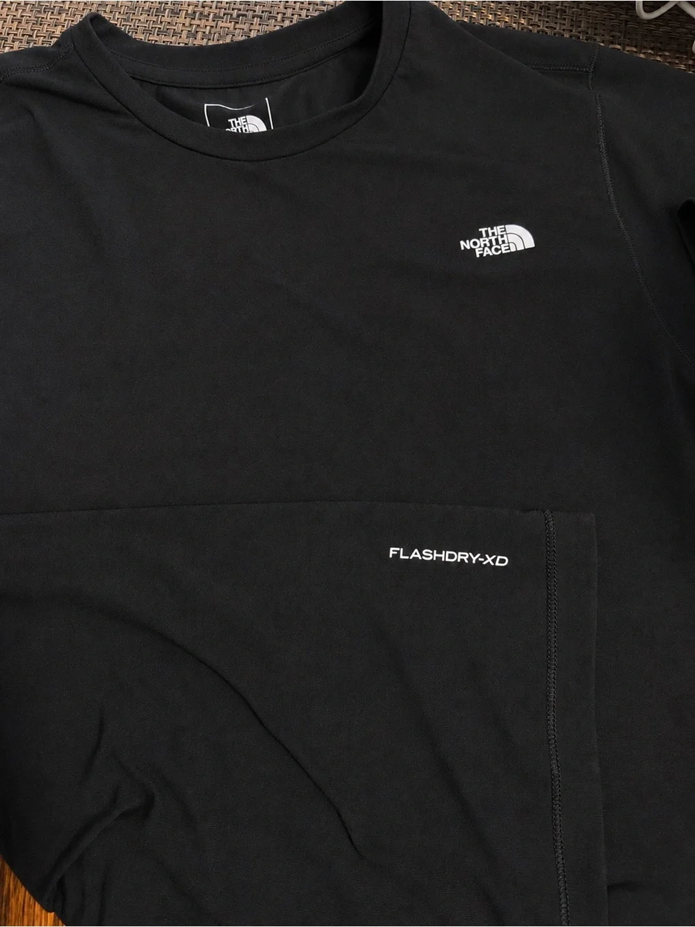 The North Face Black FlashDry-XD short Sleeve Tee with White Logos